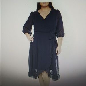18W navy Swiss dot dress